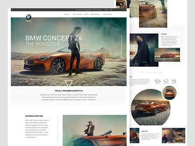 BMW Z4 Roadster auto automotive bmw car clean flat grid landing page minimal ui ux web design