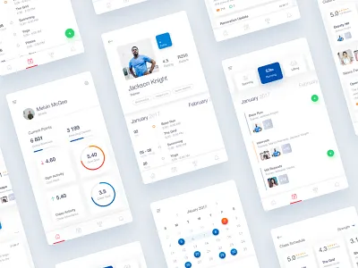 Fitness App app calendar dashboard fitness graph gym ios mobile profile sport workout