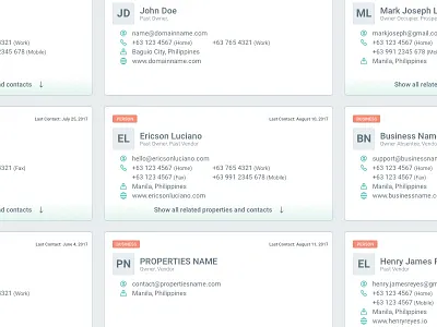 Contact Cards List View cards crm dashboard list view real estate