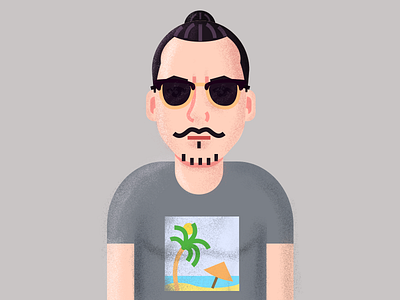Aniss Bellemou character design friend grain illustration moustach rayban scatter tshirt vector vintage