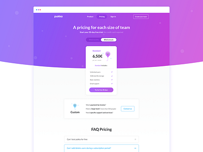 Pukka Pricing page balloon cdnc contact faq gradient kevin page pricing prix pukka responsive saas
