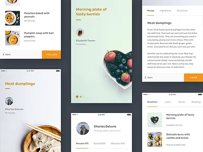 Recipes App Concept app flat food ios iphone minimal mobile recipe social
