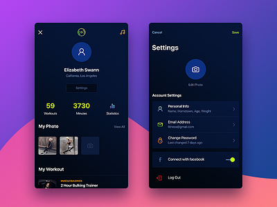 Account Settings account app cabinet fitness gym info ios personal profile settings ui workout