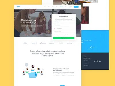 Marvel Enterprise colourful enterprise features illustrations landing marvel prototyping