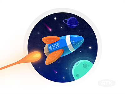 Adventure illustration planet rocket space