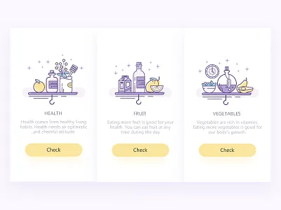 Daily UI-05/09 fruit guide page health icon illustrations vegetables