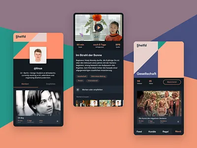 Shelfd cards dark mode mobile menu platform streaming video