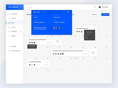 Tasks - Edit Meeting activity calendar cards dashboard edit meeting schedule tasks ui user management ux web