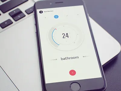 Thermostat dashboard data degrees graph interface ios mobile smart temperature thermostat wheel white