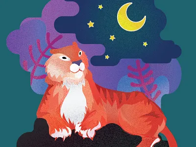 Night in the jungle animal jungle moon night tale tiger
