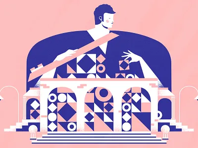 TQ blocks hair hands monument pillars stairs streetlight