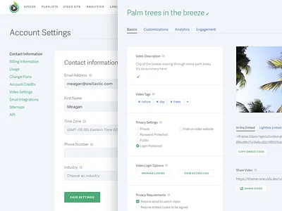 SproutVideo Product Design Work dashboard design form design product design ui ux