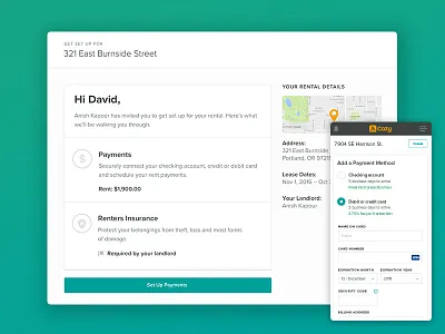 Payment Setup app desktop form interface mobile payments ui ux web website website design