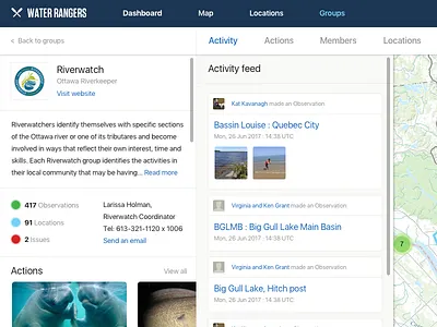WIP - Water Rangers - Groups Dashboard variation dashboard ui web design