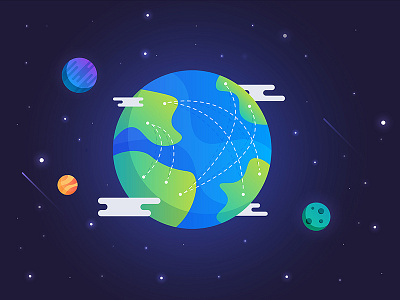 Planet erf animation cloud design earth gradient illustration planet space