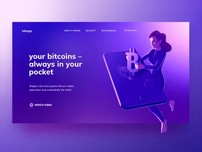 Bitapp Illustration bitcoin character crypto cryptocurrency ethereum illustration isometric landing landing page neon piechota vector