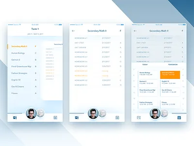 Revised Homework Night Mobile app clean concept design education flat interface ios iphone mobile ui ux