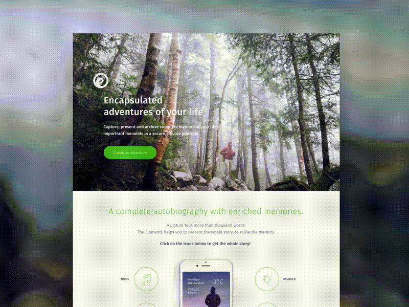 Element LP adventure landing page nature ui