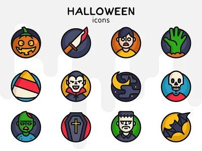 Halloween Icons halloween horror icons pumpkin scream skull vampire zombie