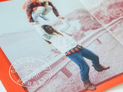 Burton Outside Versatility Badge badge halftone icon lockup newspaper palette photography registration zine