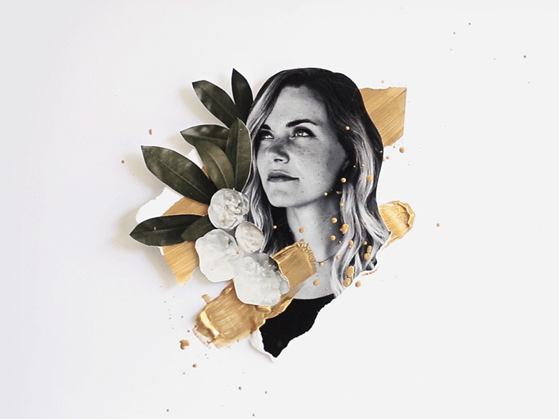 Where His Light Was-- Making of the Cover album collage cover gif gold hands leaves mix media mixed media paint paper rips