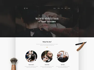 Barber Landing Page barber barber shop beard beauty hair hair salon haircut landing page photoshop psdehat salon style
