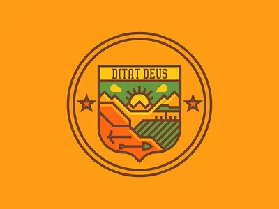 Arizona Crest (208/365) arizona az badge clouds crest field flag illustration line art mountains state flag sun