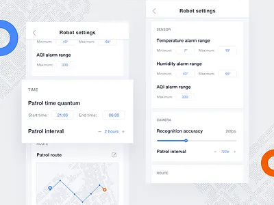 Robot settings of MYNT security card control location map safe setting start ui ux