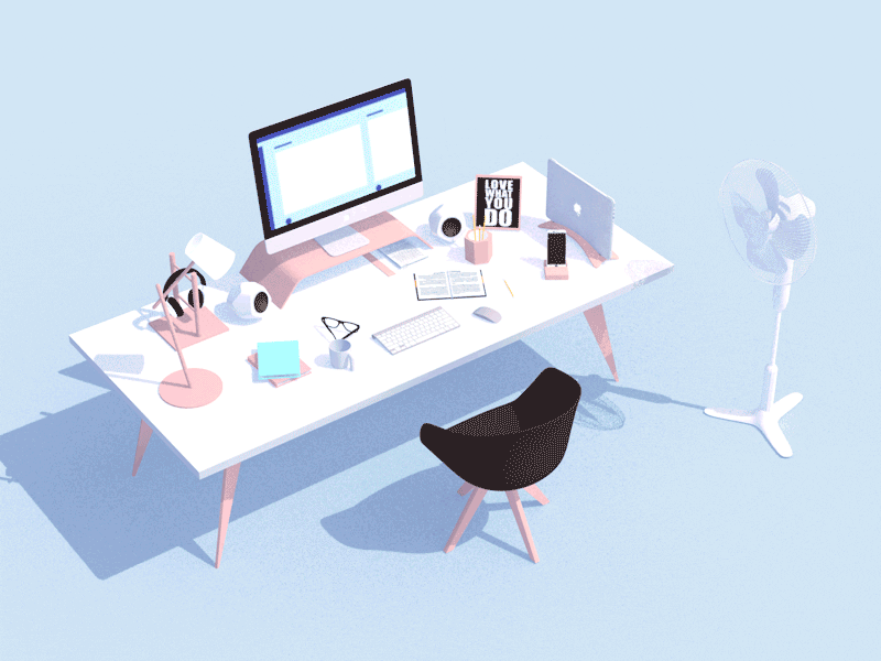 WorkSpace 3d animation c4d clean gif illustration model render space work