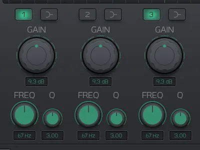 EQ dark layout audio dark eq gui instruments kit knobs music native template voger