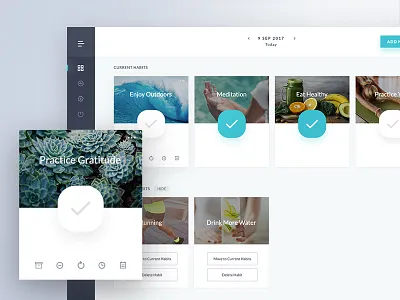 Habit Zen app change dashboard habit habits management project tool ui ux web