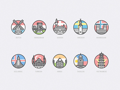 Language Icons for Drops App II. app design drops icon icons interface ios iphone learning ui words