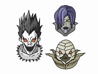 Sidoh And Rem 👹 2d anime apple deamon death death note illustration note rem ryuk shadow sidoh