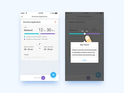 Radar Mobile | The overtime processing application app application edit leave mobile overtime overtime pay radar send slide bar tutorial