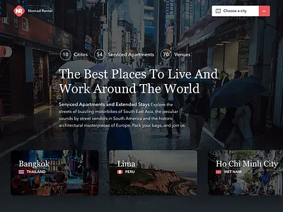 Nomad Rental - Redesign animation booking brochure footer form frontpage header homepage hotel listing scrolling vertical