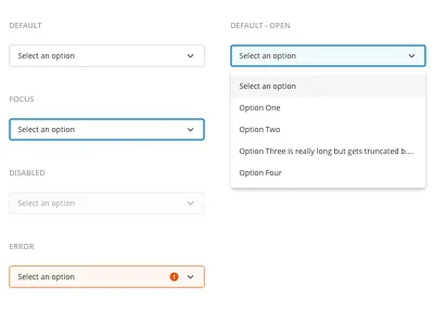 Some form elements form open sans select
