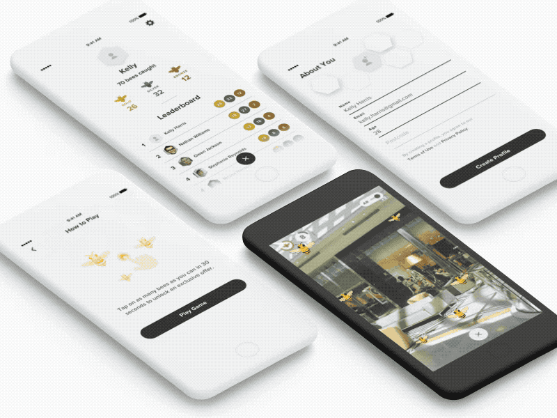 AR Bees animation app ar augmented reality bee game ios iphone location based ui ux