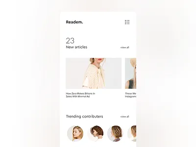 Readem App app article blog editorial feed ios minimal publication read simple ui ux