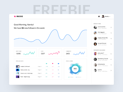 Pro Stats Dashboard - white versiion app dashboard graphs minimal ui web white