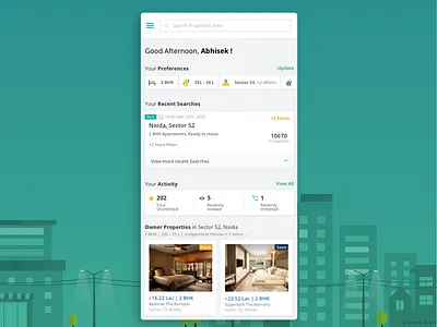 iOS Home Personalisation activity buildings cards dashboard home page ios personalisation real estate