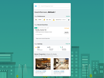 iOS Home Personalisation activity buildings cards dashboard home page ios personalisation real estate