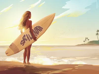Day 20 - Let's Surf! beach challenge day13 digitalart eveing island sea self surf surfgirl surfing
