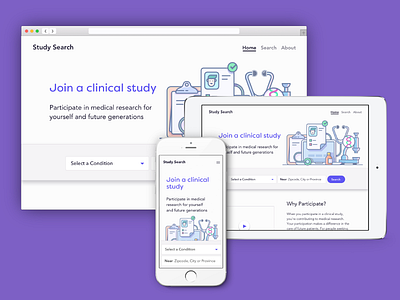 Clinical Trial Finder app data healthcare interface list map mobile research responsive search table ui