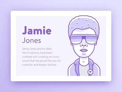 Jamie Jones avatar card character clean dj flat icon illustration music portrait ui vector