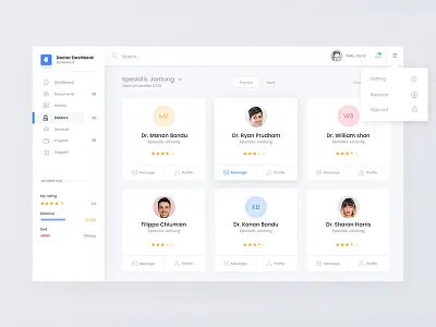 MG. Medical buttons dashboard design doctor graph menu online overview profile ui ux web zihad