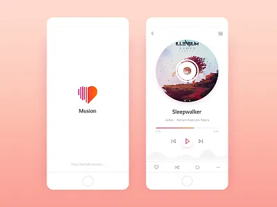 Music Player app clean colorful emotion ios ios app music play player ui ux