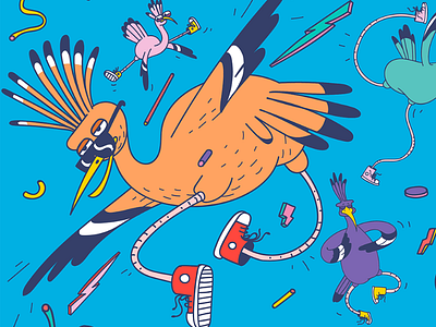 Hoopoe animal character design hoopoe illustration