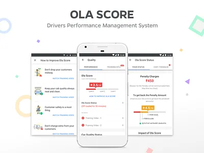 Ola Score - Drivers Performance Management System cabs design driver illustration minimal olacabs performance table tool ui ux