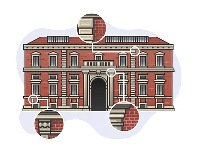 ACCADEMIA DI BRERA UNIVERSITY building flat illustration italy milan red