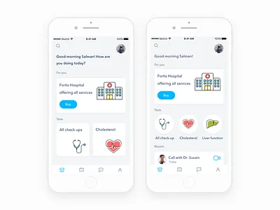 Health App app design doctor flat health icons ios medical mobile ui ux